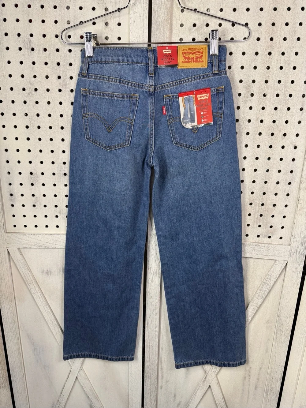 Levi’s Kids 511 Straight Leg Jeans Size 8 Medium Wash Boho Baggy Patch Denim NWT